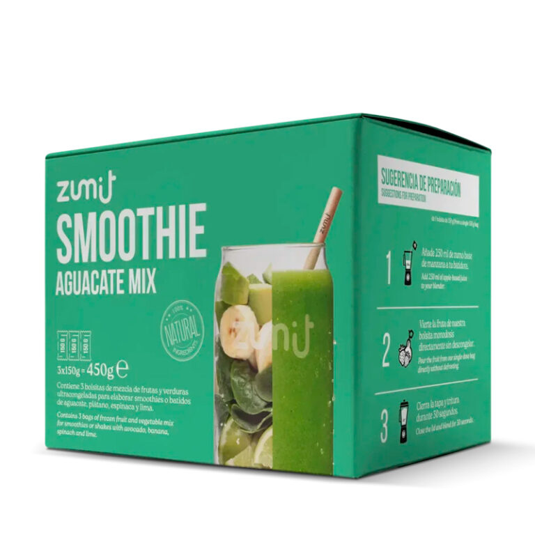 Smoothie Aguacate Mix de Zumit- Caja de 3 unidades de aguacate, limón, plátano y col rizada para la elaboración de smoothies en casa