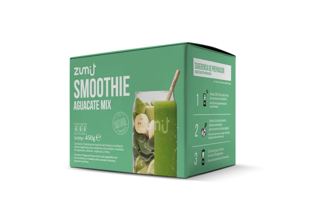 Smoothie Aguacate Mix de Zumit- Caja de 3 unidades de aguacate, limón, plátano y col rizada para la elaboración de smoothies en casa